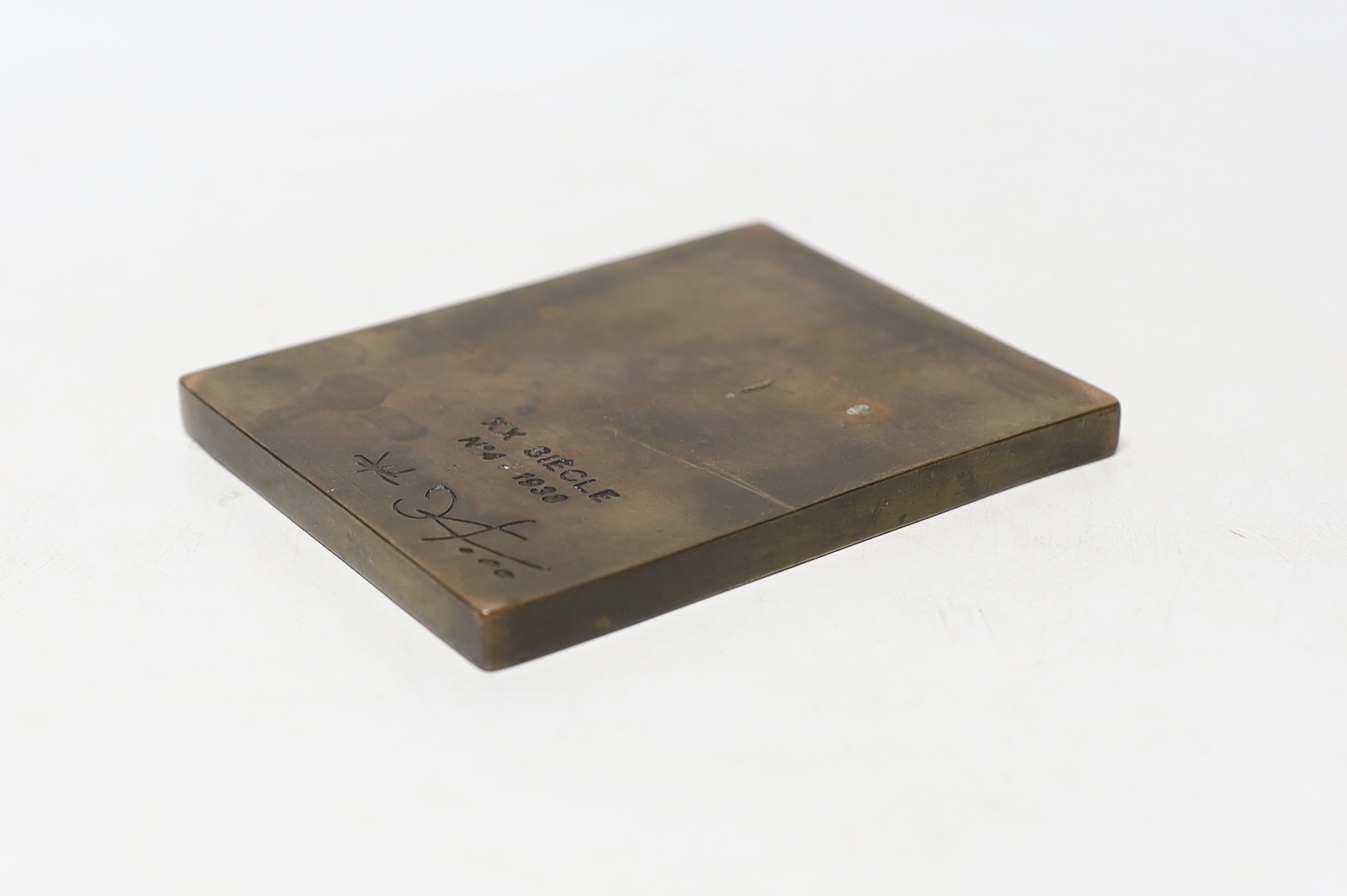 Joan Miro, XX Siecle, No.4 - 1938, bronze plaque, published by Fundacio Joan Miro, Barcelona, H.11cm W.8.5cm